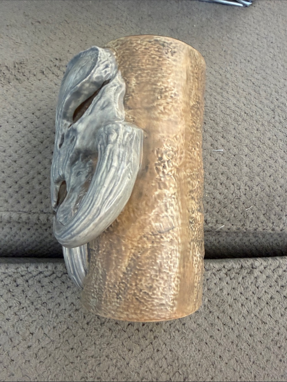 Ceramic Skull Mug with Ivory-Toned Tusk Design - Picture 2 of 5